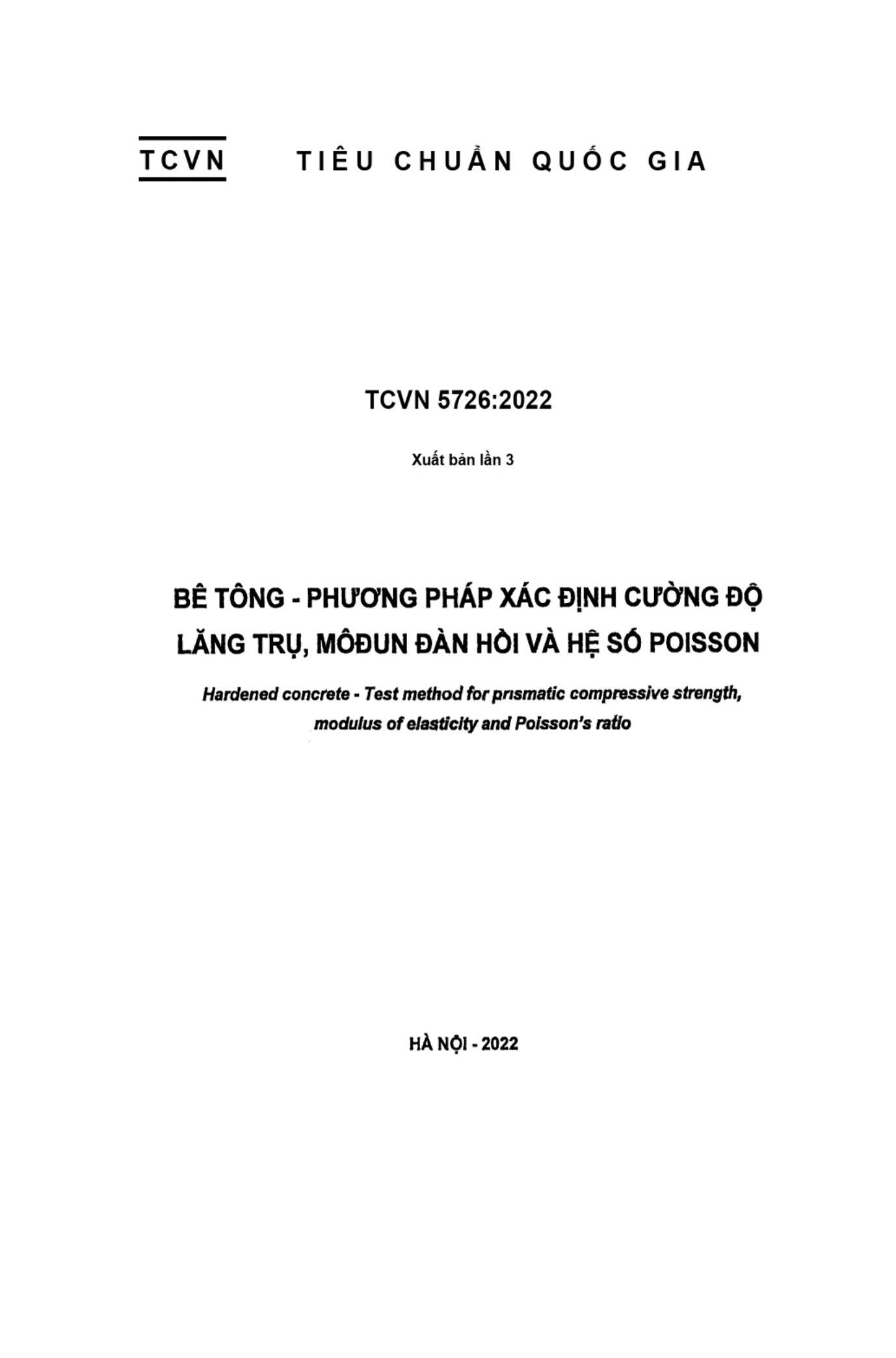 Tiêu Chuẩn Quốc Gia Tcvn 5726:2022 Về Bê Tông - Phương Pháp Xác định ...